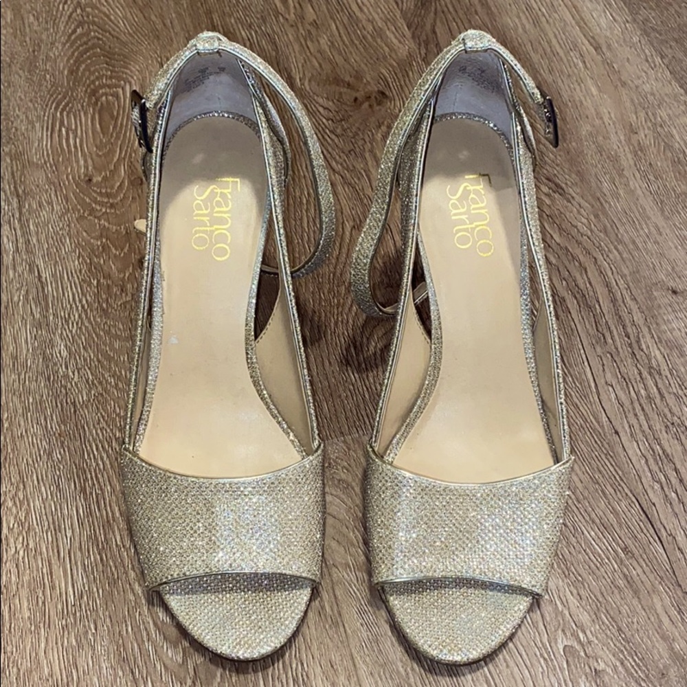 Franco Sarto light Gold glittery peep toe